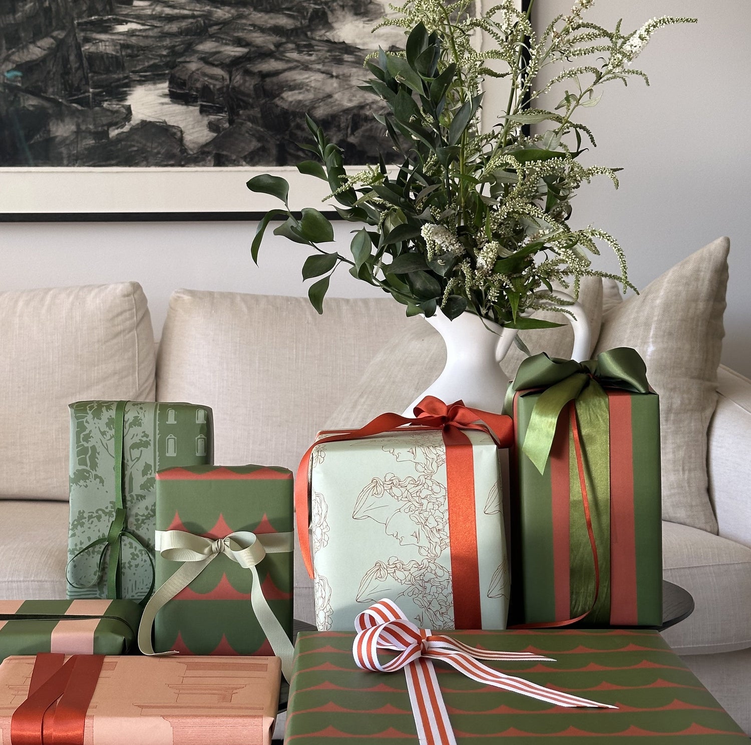 ACOLLECTION OF LUXURY GIFT WRAPPING PAPERS INSPIRED BY THE COLOURS AND SCENERY OF TUSCANY A